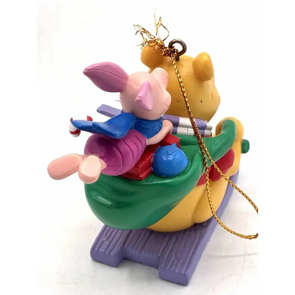 Vintage Winnie The Pooh And Piglet Christmas Tree Ornament Sleigh Sled Noma